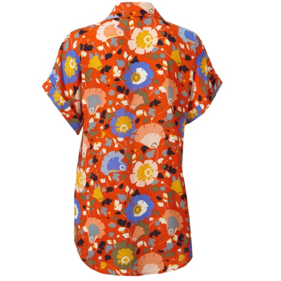 Cabi Replay Top Orange with Flowers - Picture 2 of 7